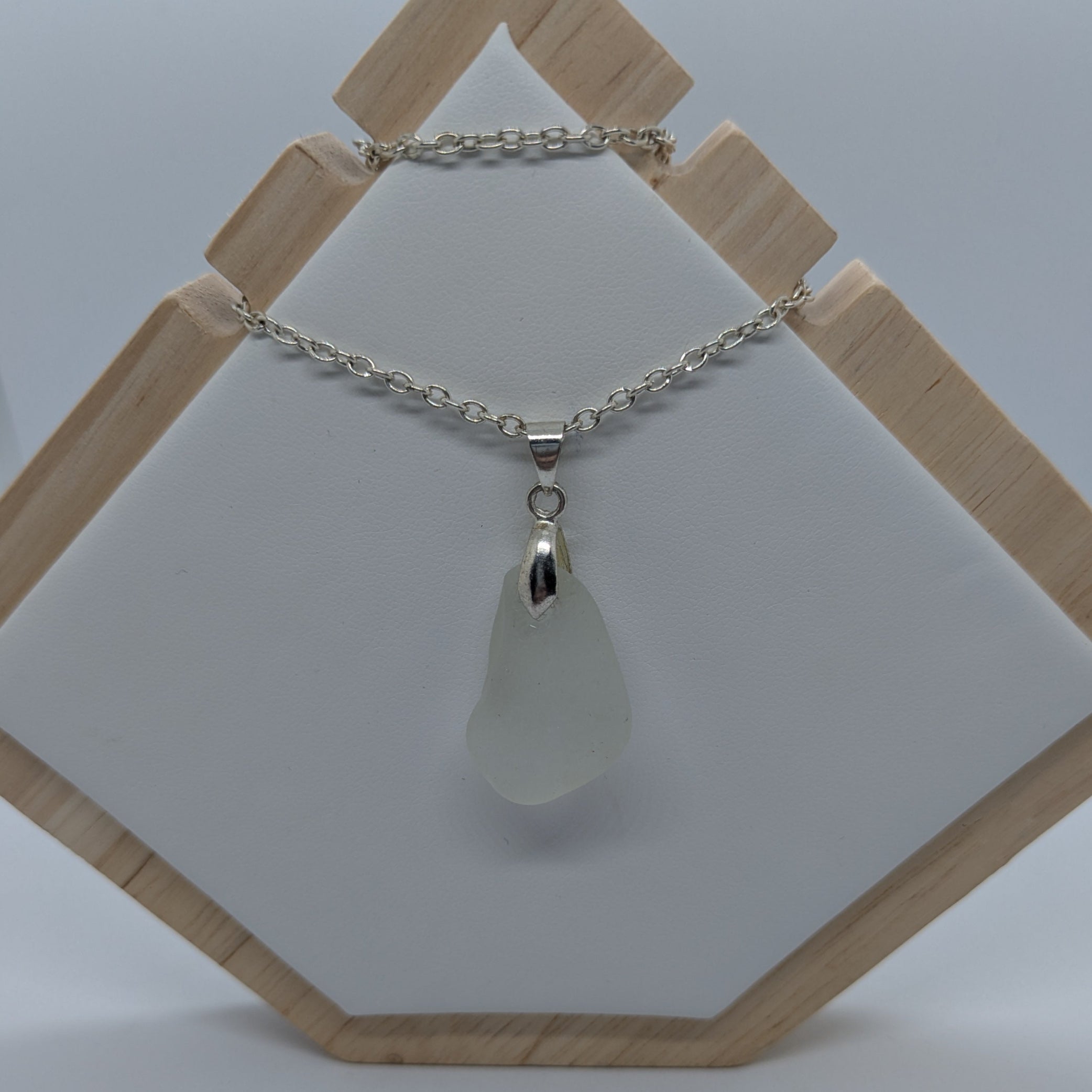 Silver Grey Sea Glass Necklace