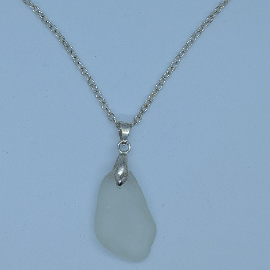 Silver Grey Sea Glass Necklace