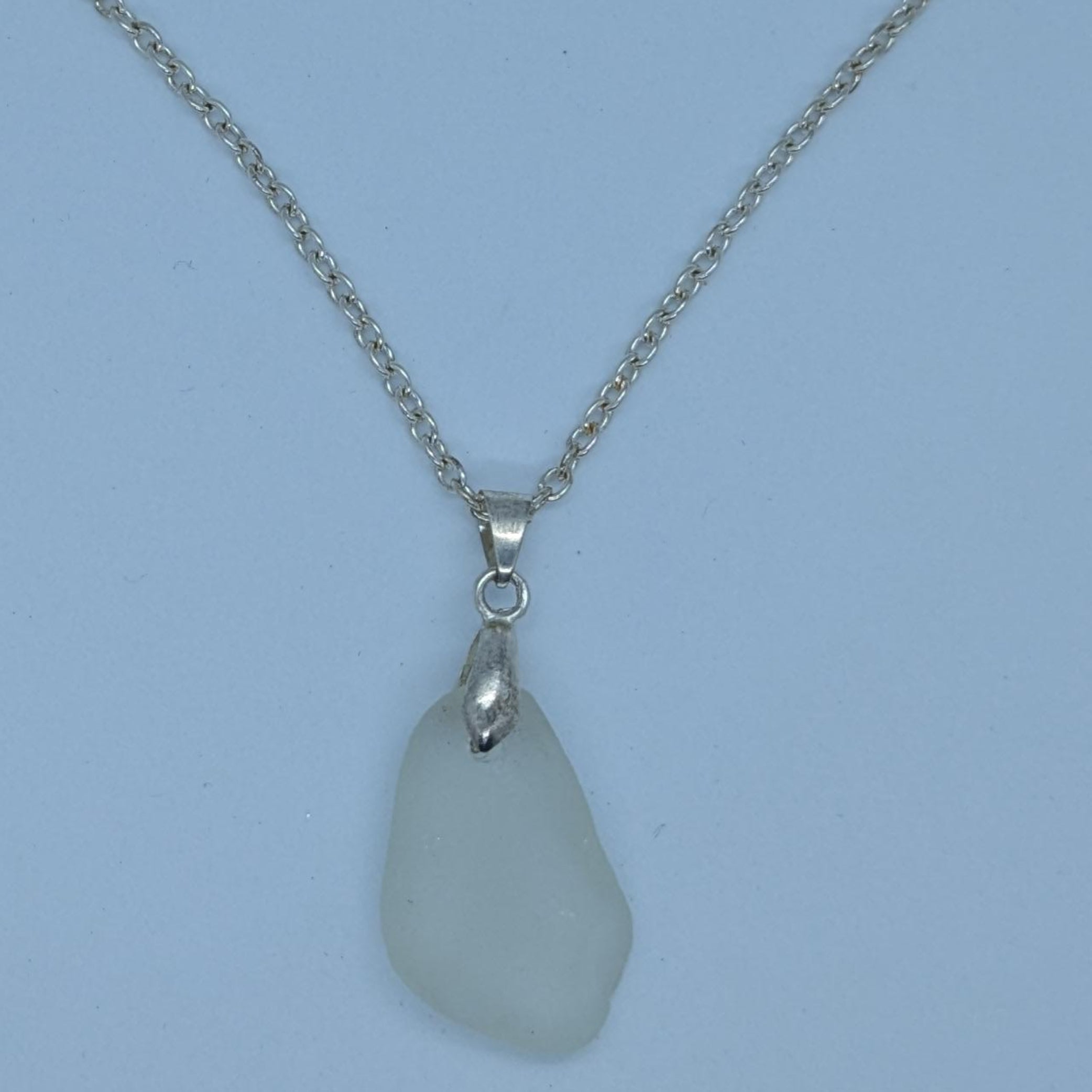 Silver Grey Sea Glass Necklace