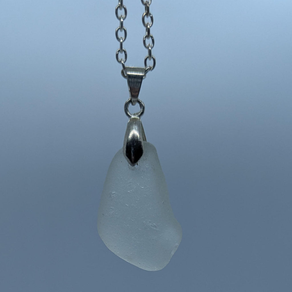 Silver Grey Sea Glass Necklace