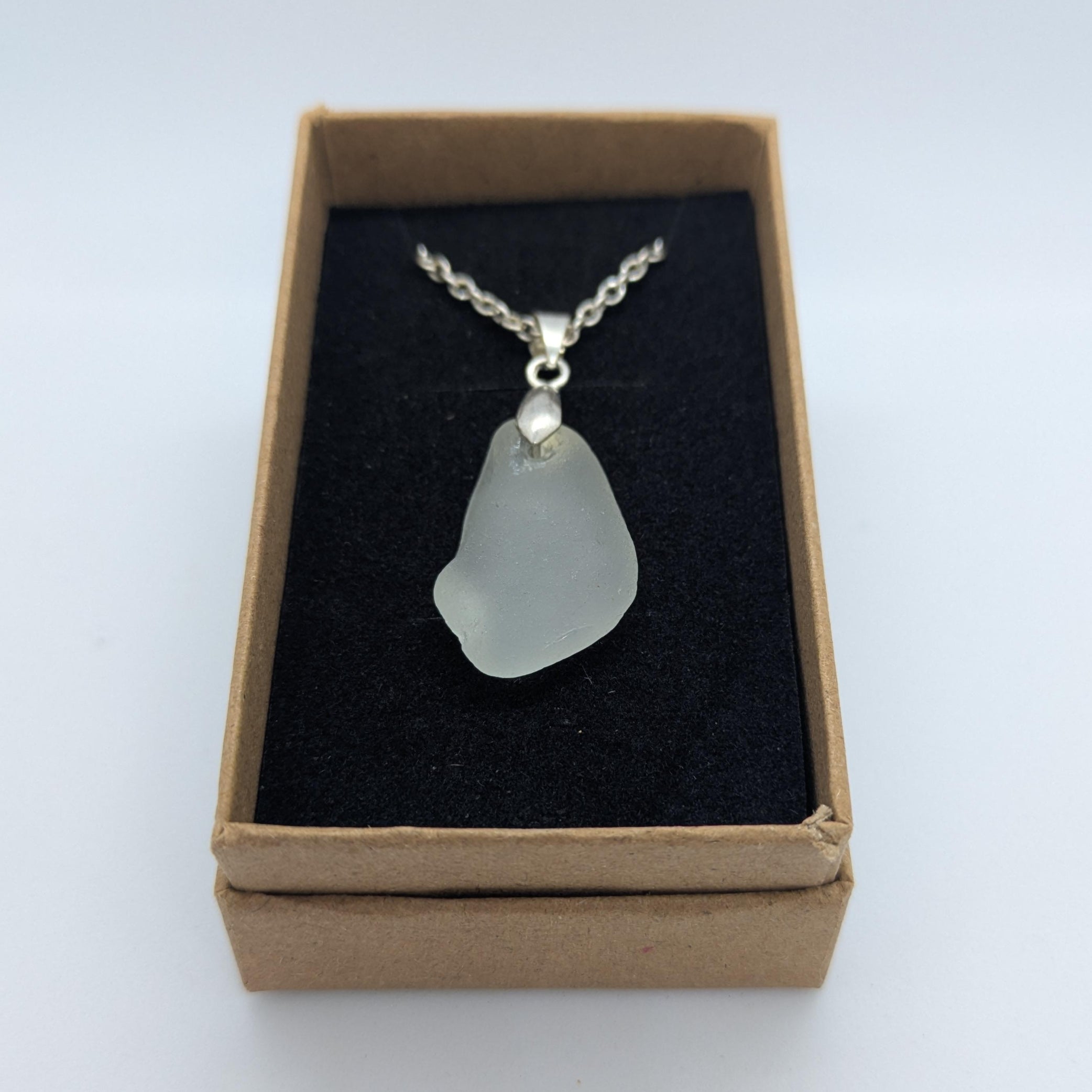 Silver Grey Sea Glass Necklace