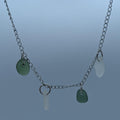 Light Jade Green & White Sea Glass Charm Necklace