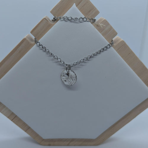 Circular Silver Tray Necklace