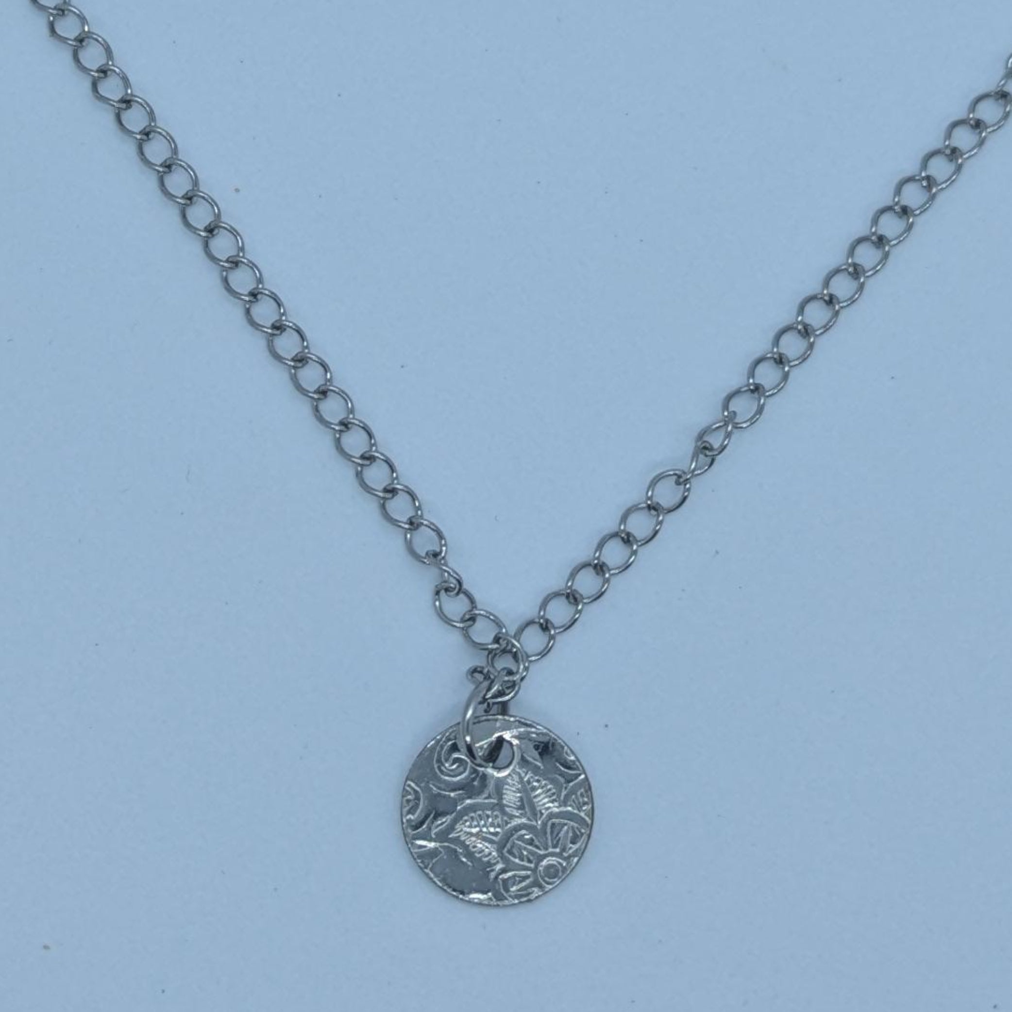Circular Silver Tray Necklace