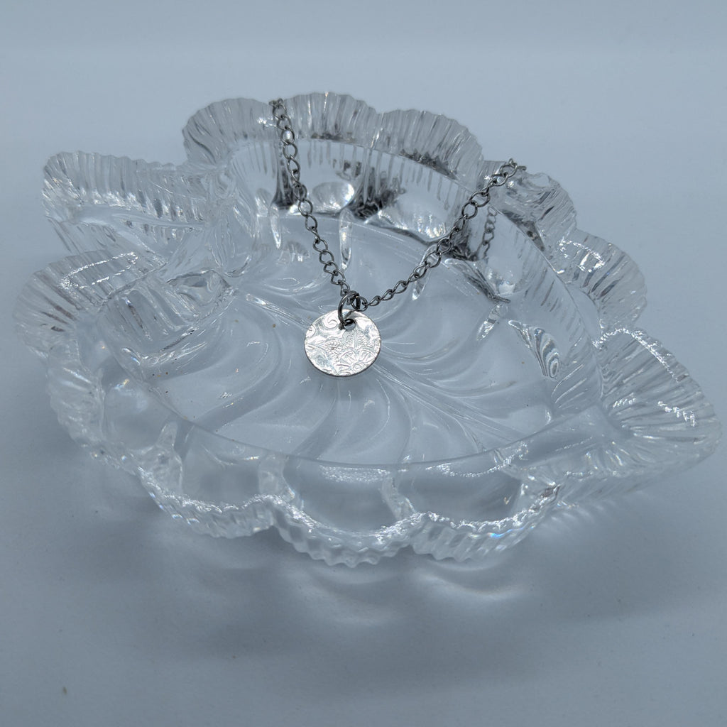 Circular Silver Tray Necklace