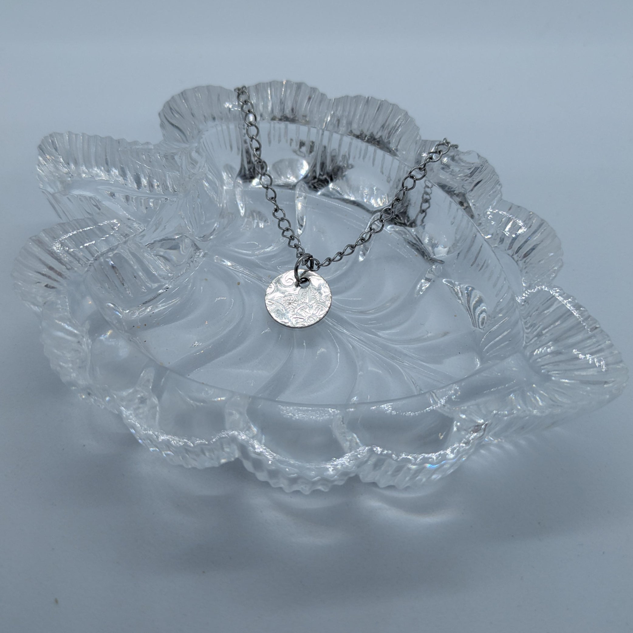 Circular Silver Tray Necklace