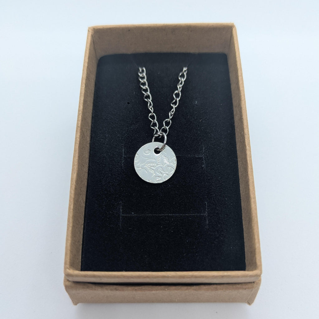 Circular Silver Tray Necklace
