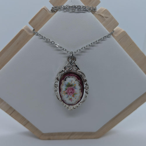 Cameo Inlays Rose Spoon Necklace