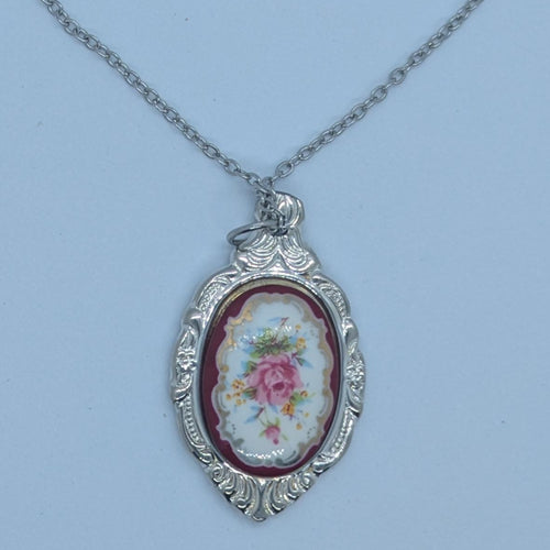 Cameo Inlays Rose Spoon Necklace