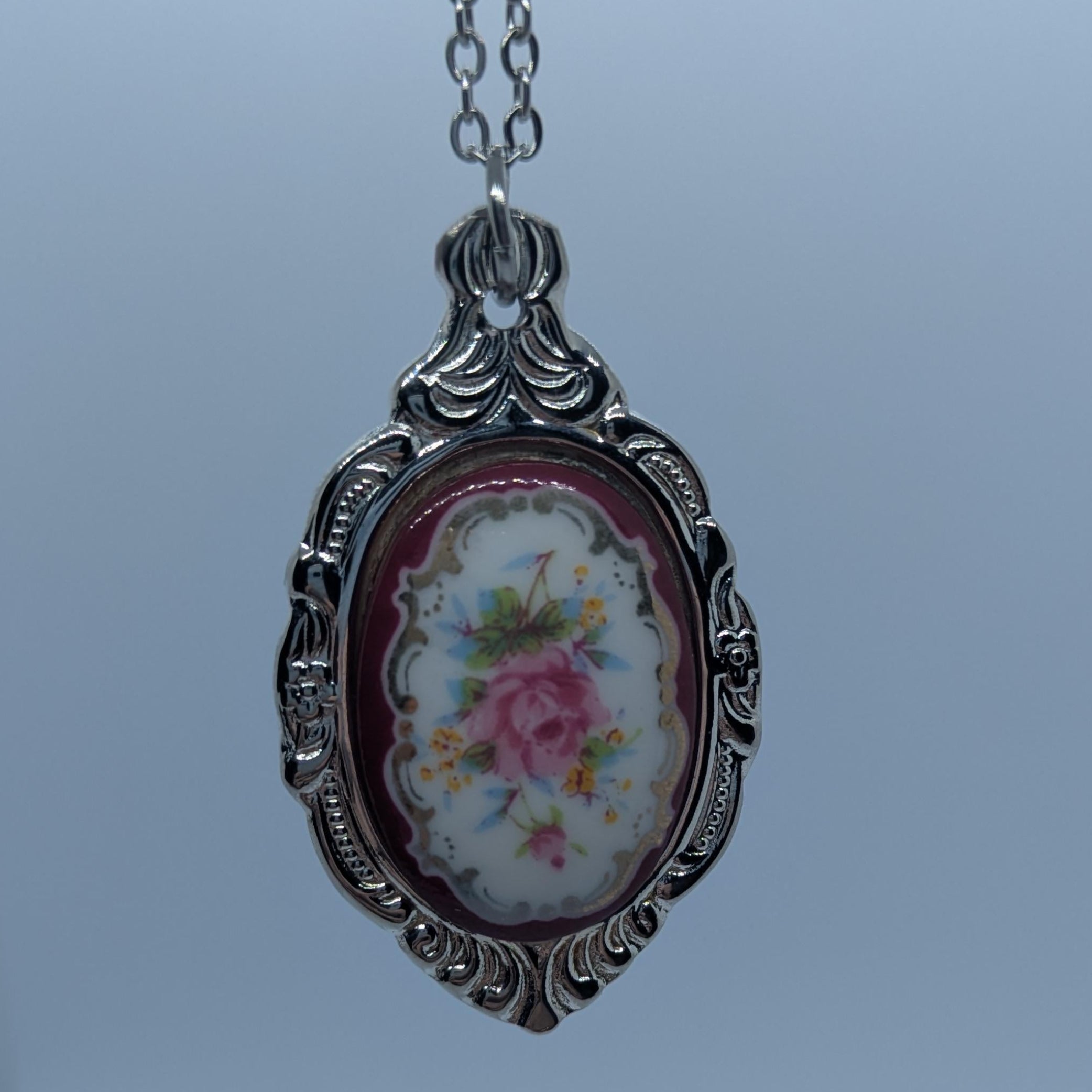 Cameo Inlays Rose Spoon Necklace