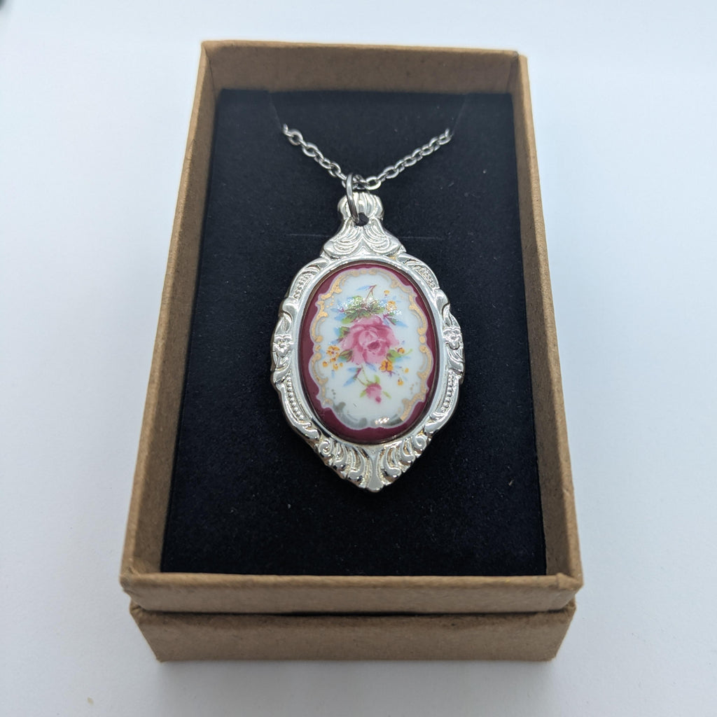 Cameo Inlays Rose Spoon Necklace