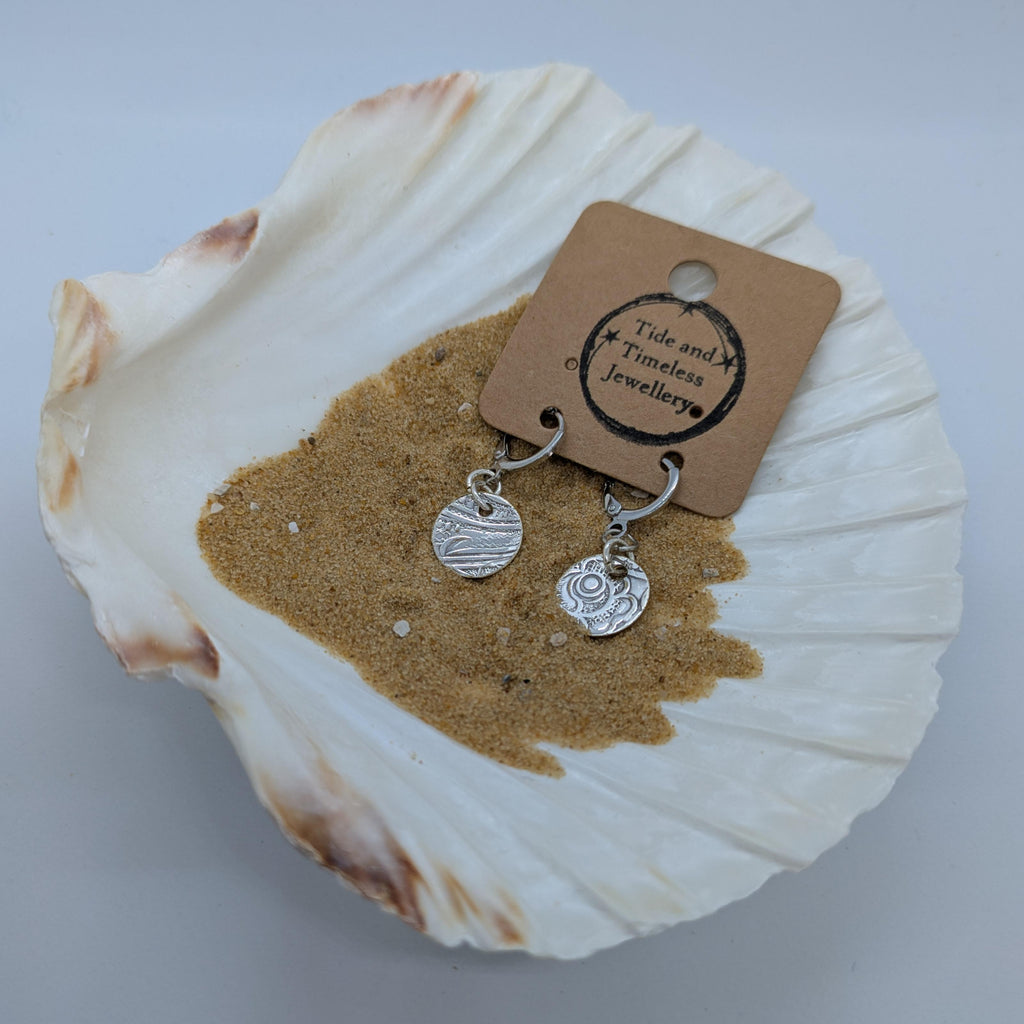 Silver Patterned Circle Hug Hoop Earring