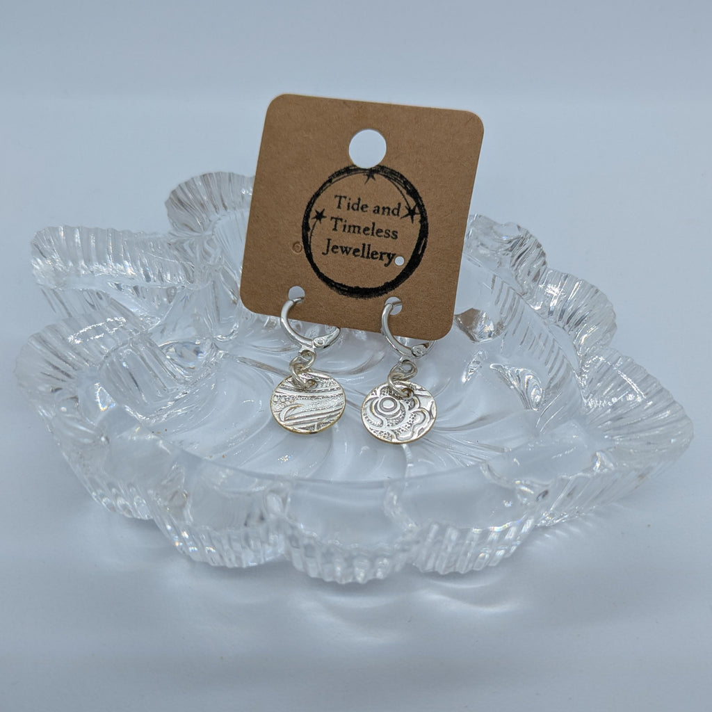 Silver Patterned Circle Hug Hoop Earring