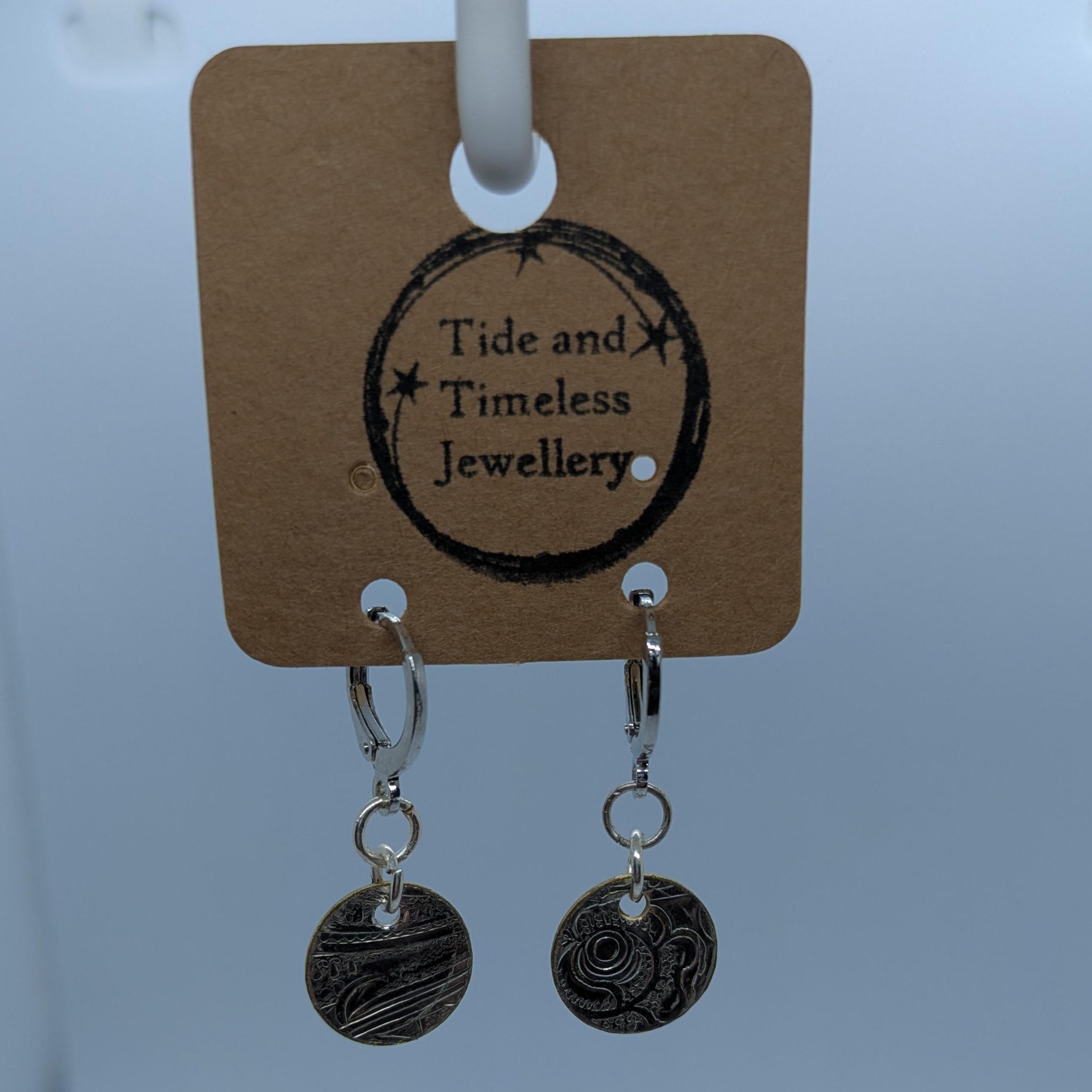 Silver Patterned Circle Hug Hoop Earring