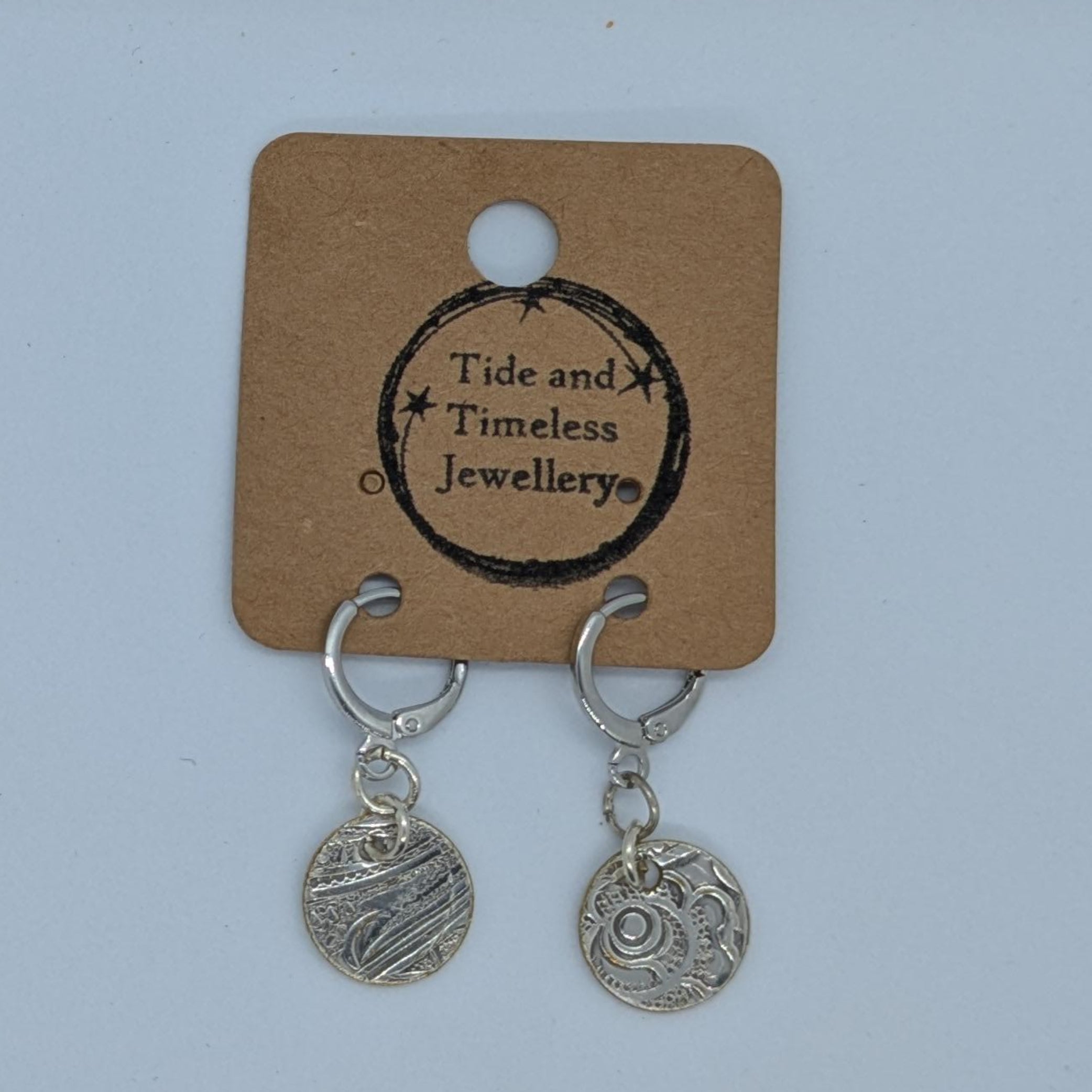 Silver Patterned Circle Hug Hoop Earring