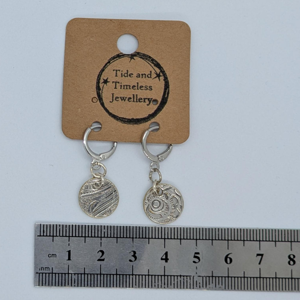 Silver Patterned Circle Hug Hoop Earring
