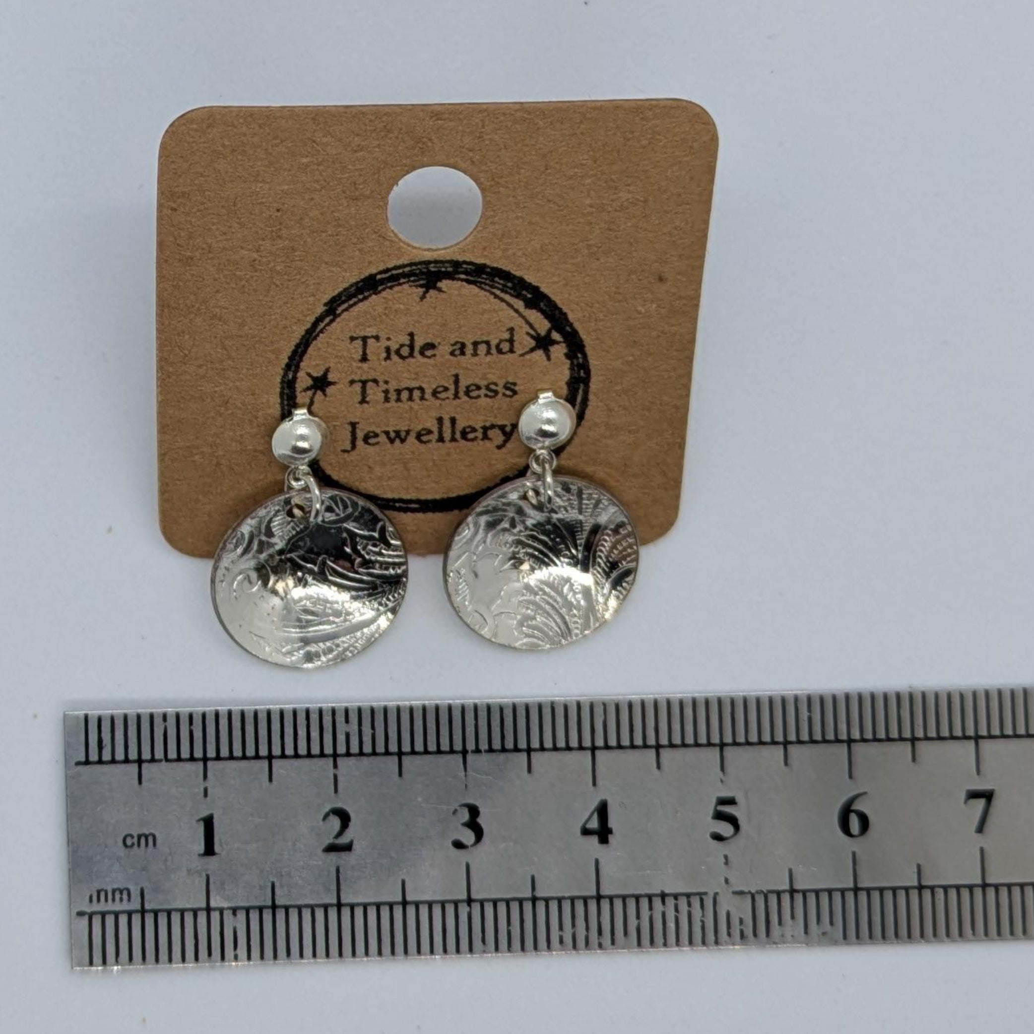 Silver Serving Disc Drop Tray Earrings
