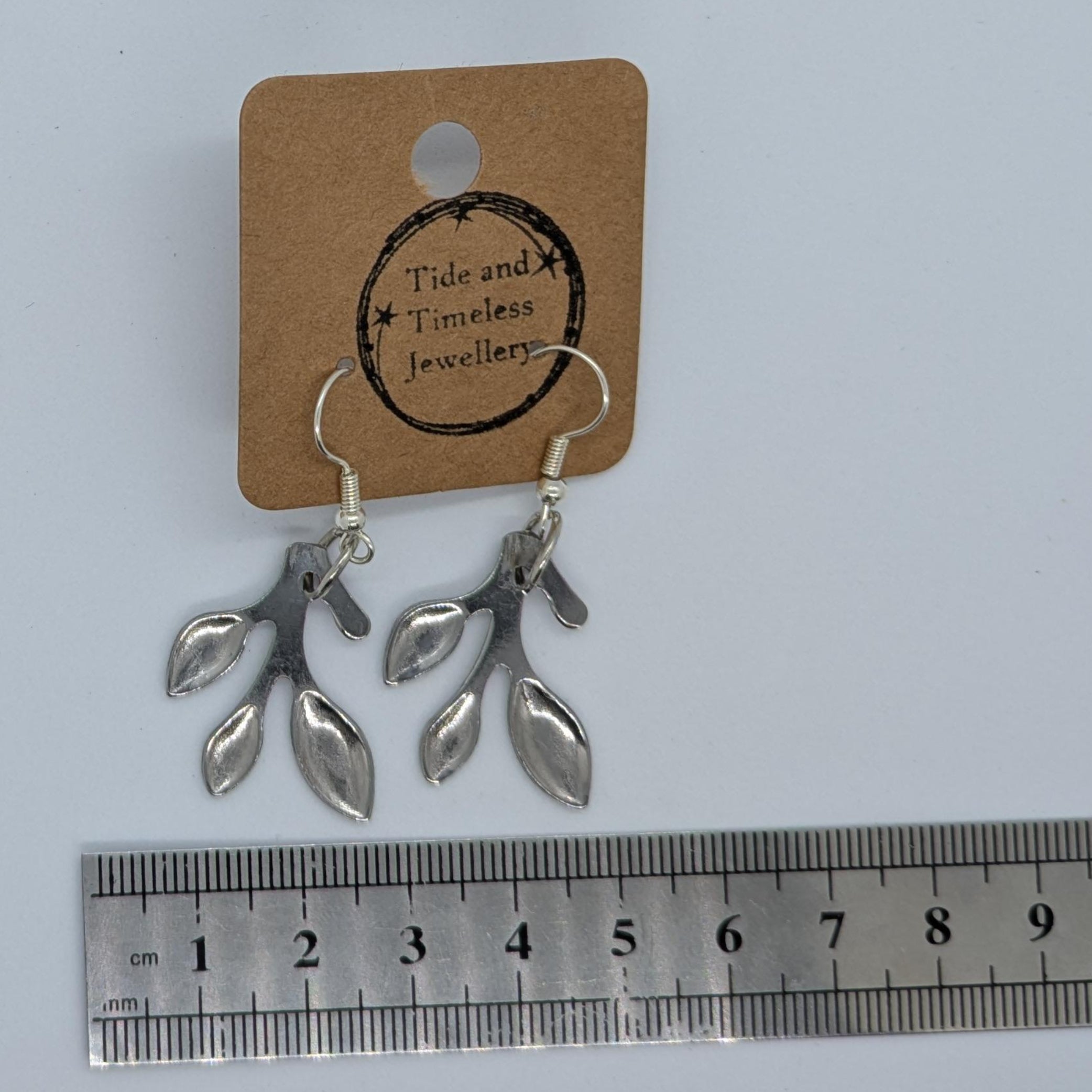 Spoon Handle Leaf Earrings Silver