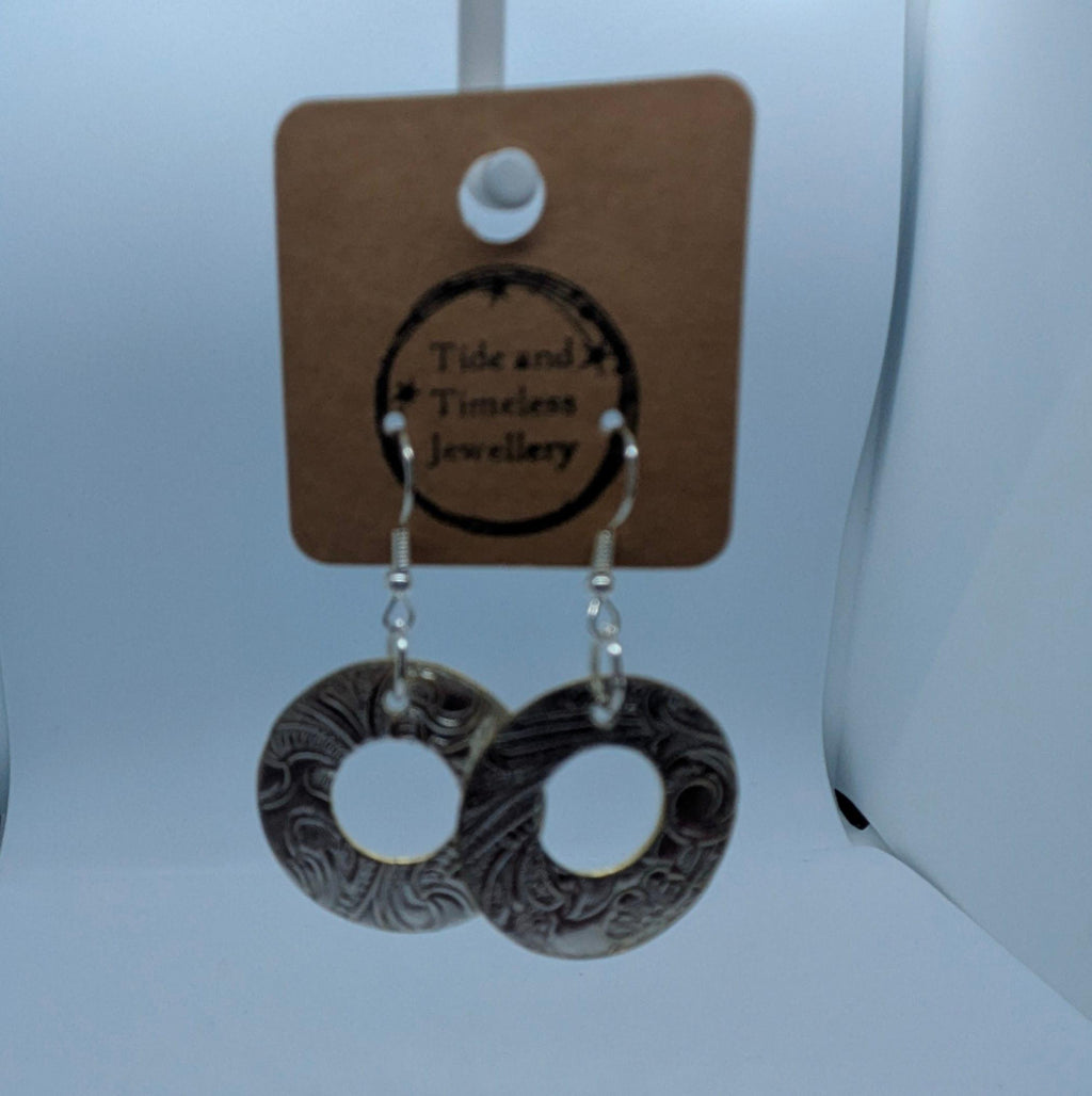 Silver Plated Large Circular Cut Out Earrings Handmade